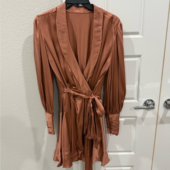 Zimmerman long sleeve silk wrap mini dress - Picture 2 of 13